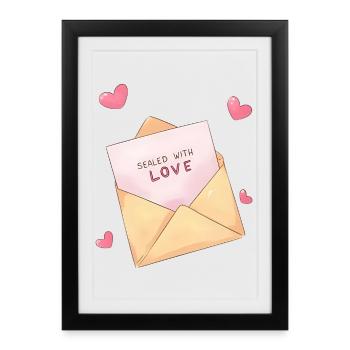 Lettre Anime Coeur - Scellé avec l’amour de Noël - Affiche encadrée (27 × 37 cm) - noir - Devant