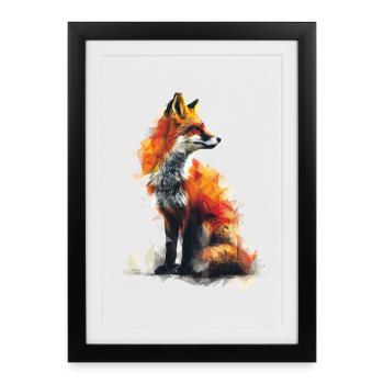 Geometric Fox Watercolor Painting - Framed poster (27 × 37 cm) - black - Front