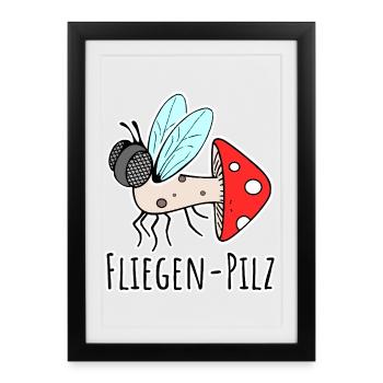 Fly agaric - half fly, half mushroom - Framed poster (27 × 37 cm) - black - Front