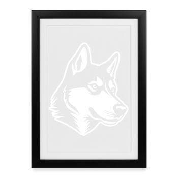 Tête de chien husky - Affiche encadrée (27 × 37 cm) - noir - Devant