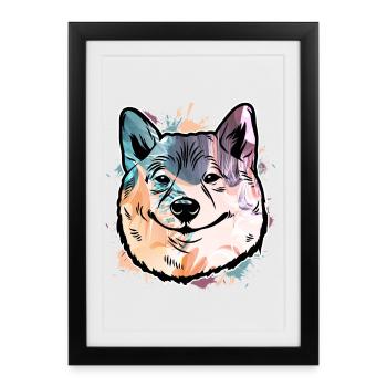 Akita Inu Dog - Framed poster (27 × 37 cm) - black - Front