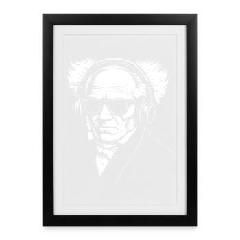 Vintage Schopenhauer German Philosopher Portrait - Framed poster (27 × 37 cm) - black - Front