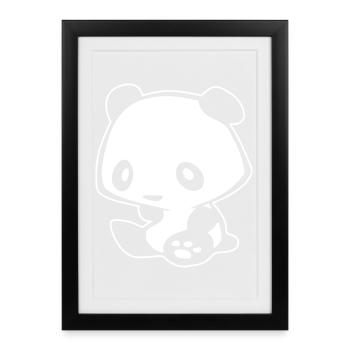 Kawaii Panda – Mignon Manga Ours Bambou - Affiche encadrée (27 × 37 cm) - noir - Devant