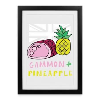 T-shirt Gammon Pineapple Pop Art - Affiche encadrée (27 × 37 cm) - noir - Devant