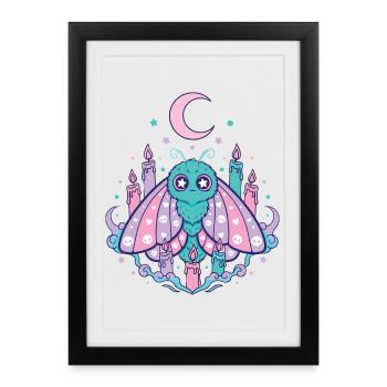 Pastel Kawaii Gothic Moth - Framed poster (27 × 37 cm) - black - Front