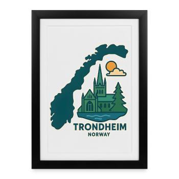 Trondheim city skyline - Framed poster (27 × 37 cm) - black - Front