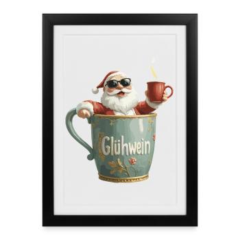 Vin chaud Père Noël Père Noël Mug - Affiche encadrée (27 × 37 cm) - noir - Devant