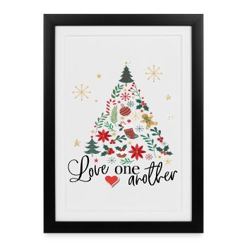 Sapin de Noël décoré - Affiche encadrée (27 × 37 cm) - noir - Devant