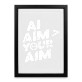 Ich Bin Dein Ziel – Distressed Target Typo - Gerahmtes Poster (27 × 37 cm) - Schwarz - Vorne