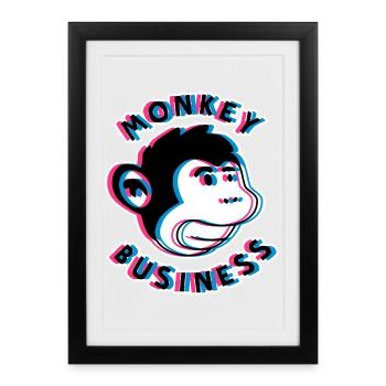 Monkey Business 3D – Urban Monkey Art - Framed poster (27 × 37 cm) - black - Front