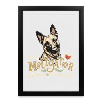 Pet Maligator Belgian Malinois Trick Dog - Framed poster (27 × 37 cm) - black - Front