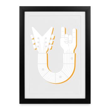 Rock Hand Guitar Emblem - Framed poster (27 × 37 cm) - black - Front