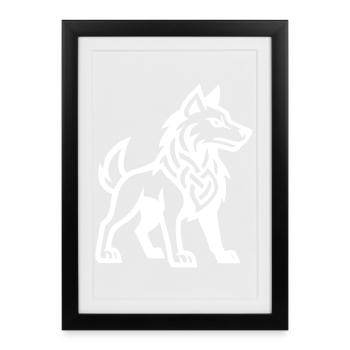 Wolf Viking - Framed poster (27 × 37 cm) - black - Front