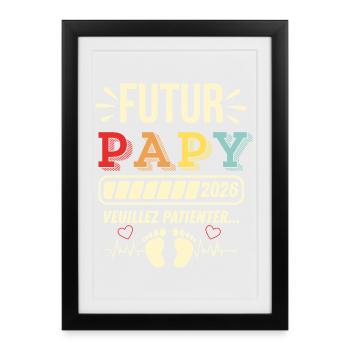 Futur Papy 2026 Style Vintage - Affiche encadrée (27 × 37 cm) - noir - Devant