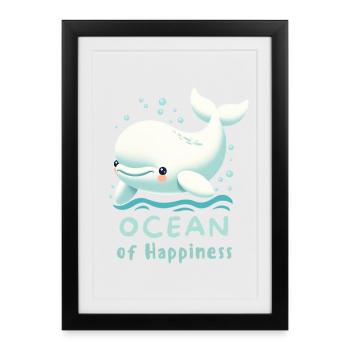 White Whale in the Ocean of Happiness - Framed poster (27 × 37 cm) - black - Front