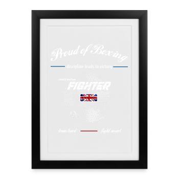 Proud of Boxing - fighter - Großbritannien - Gerahmtes Poster (27 × 37 cm) - Schwarz - Vorne