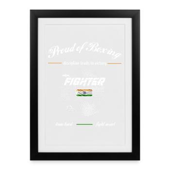 Fier de Boxing FIGHTER India - Affiche encadrée (27 × 37 cm) - noir - Devant