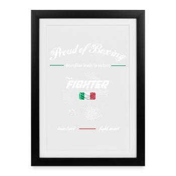 Proud of Boxing FIGHTER Italien - Gerahmtes Poster (27 × 37 cm) - Schwarz - Vorne