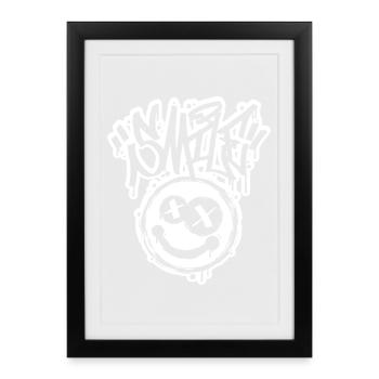 Lettres Smile Face Graphitti - Affiche encadrée (27 × 37 cm) - noir - Devant