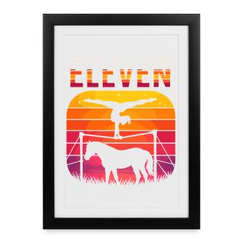 Cadeau de la fille cavalière des chevaux pour le 11e anniversaire - Affiche encadrée (27 × 37 cm) - noir - Devant