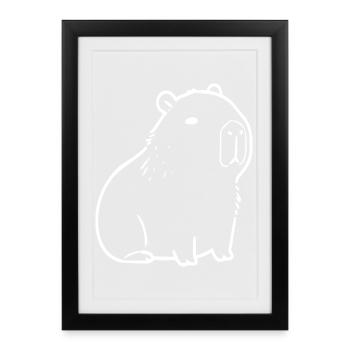 Capybara capybara blanc - Affiche encadrée (27 × 37 cm) - noir - Devant