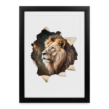 Lion - Framed poster (27 × 37 cm) - black - Front