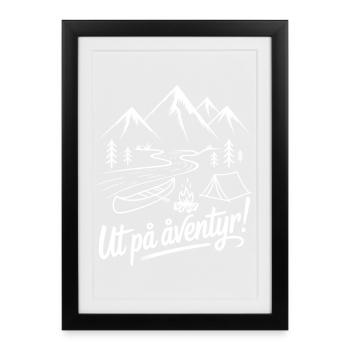 Aventure de montagne avec tente et rivière - Affiche encadrée (27 × 37 cm) - noir - Devant