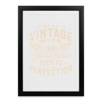 Cadeau d’anniversaire vintage 1991 - Affiche encadrée (27 × 37 cm) - noir - Devant