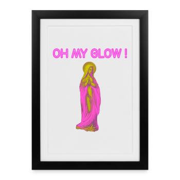 Oh My Glow Vierge Marie Auréole Or - Affiche encadrée (27 × 37 cm) - noir - Devant