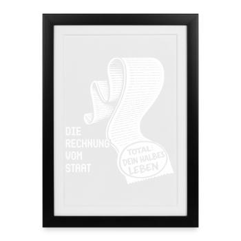 La facture de l’État. Humour fiscal - Affiche encadrée (27 × 37 cm) - noir - Devant