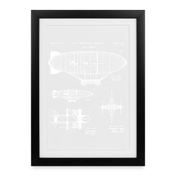 Zeppelin Blueprint Sketch - Framed poster (27 × 37 cm) - black - Front