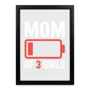Icône de la pile de la maman de trois filles - Affiche encadrée (27 × 37 cm) - noir - Devant