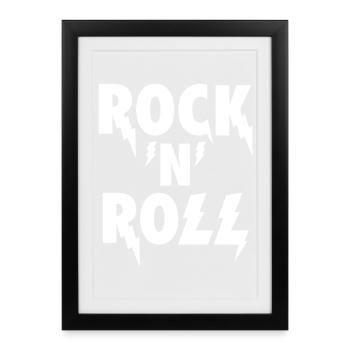 Rock'N'Roll Lightning Emblem - Framed poster (27 × 37 cm) - black - Front