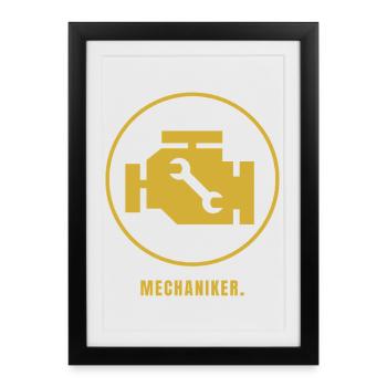 T-shirt Mechanic Minimalist Gold Design – - Affiche encadrée (27 × 37 cm) - noir - Devant