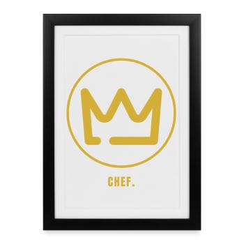 Minimalist Chef Design Gold – Cadeau pour P - Affiche encadrée (27 × 37 cm) - noir - Devant