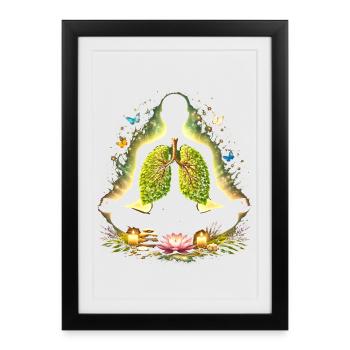Meditation Breathing Nature Lung Design - Framed poster (27 × 37 cm) - black - Front