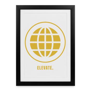 ELEVATE. Success Edition | Gold Mindset Design - Gerahmtes Poster (27 × 37 cm) - Schwarz - Vorne