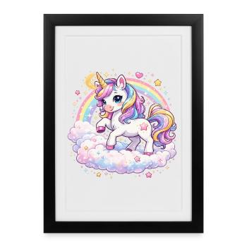 Pastel Unicorn on Cloud Arch - Framed poster (27 × 37 cm) - black - Front
