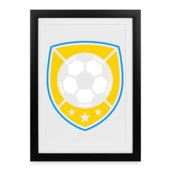 Yellow Crest Soccer Ball Emblem - Framed poster (27 × 37 cm) - black - Front