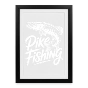 Pêche au brochet - Affiche encadrée (27 × 37 cm) - noir - Devant