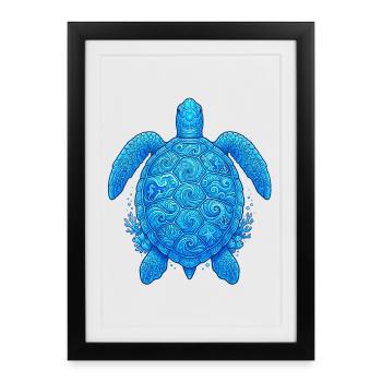 Blue Sea Turtle - Framed poster (27 × 37 cm) - black - Front