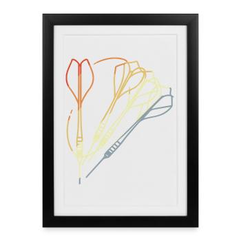 Darts Sketch Vintage Look - Framed poster (27 × 37 cm) - black - Front