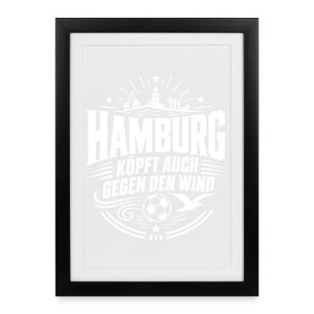 Hamburg köpft auch gegen den Wind - Gerahmtes Poster (27 × 37 cm) - Schwarz - Vorne