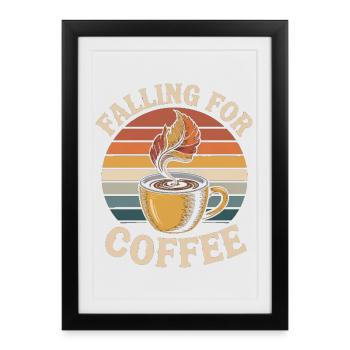 Falling For Coffee Retro Vintage Fall - Framed poster (27 × 37 cm) - black - Front