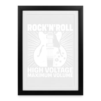 Rock'N'Roll High Voltage Guitar - Framed poster (27 × 37 cm) - black - Front