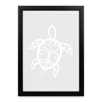 Weiße Mandala-Schildkröte - Gerahmtes Poster (27 × 37 cm) - Schwarz - Vorne