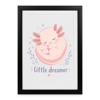 Petit Rêveur Axolotl Lune - Affiche encadrée (27 × 37 cm) - noir - Devant