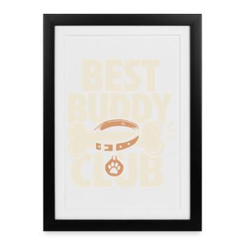 Meilleur club d’amour canin - Affiche encadrée (27 × 37 cm) - noir - Devant