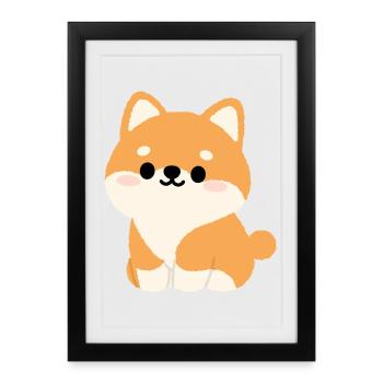 shiba inu - Affiche encadrée (27 × 37 cm) - noir - Devant