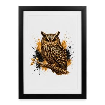 Leopard Glam Owl - Framed poster (27 × 37 cm) - black - Front